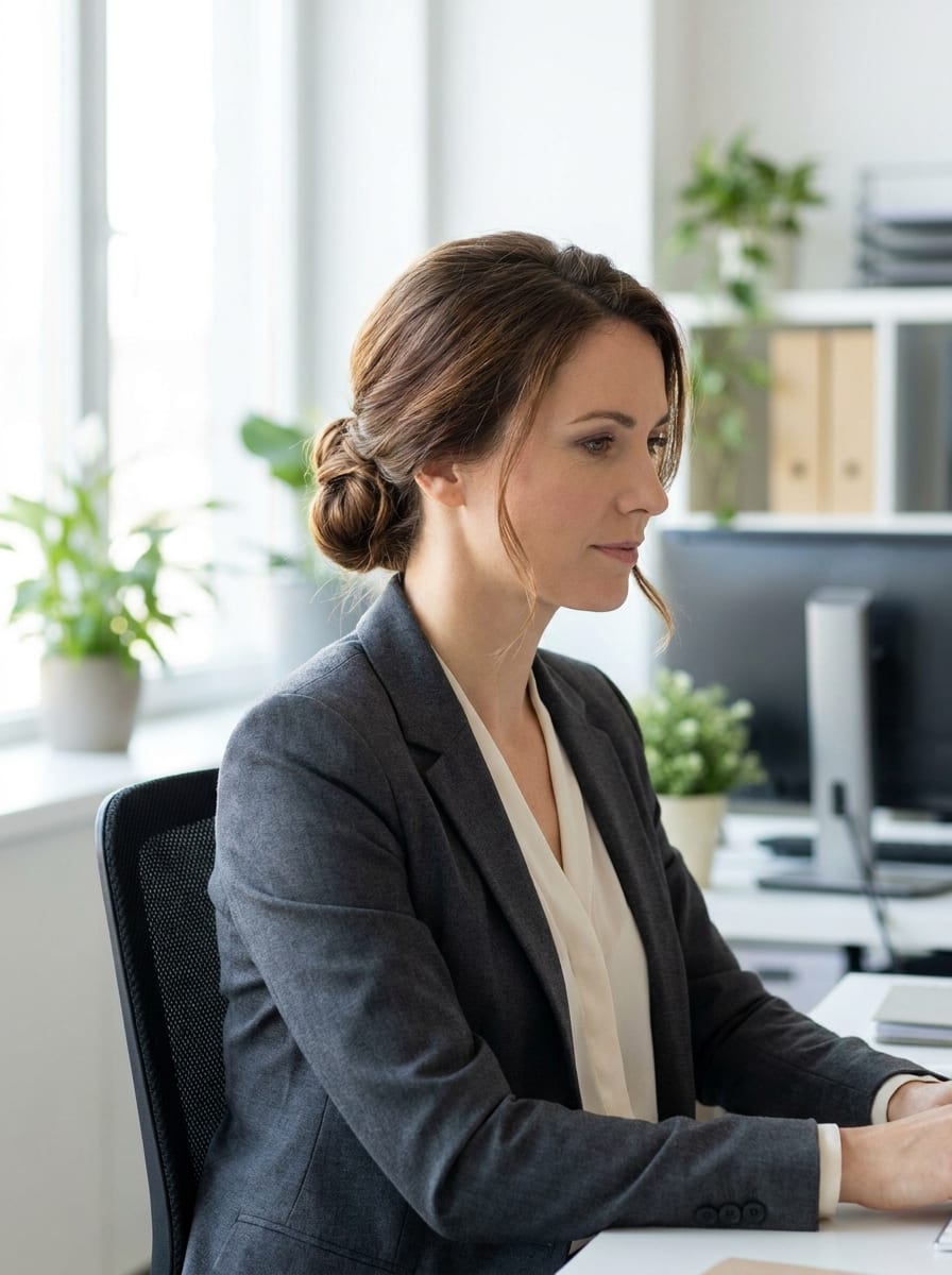 Weicher Low Bun - Büro Frisur